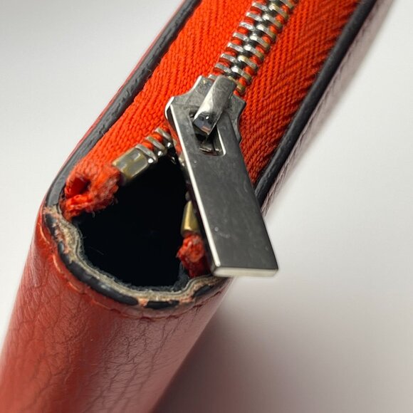 Celine Leather Zip Around Compact Bifold Wallet in Orange - Preowned - Picture 13 of 16